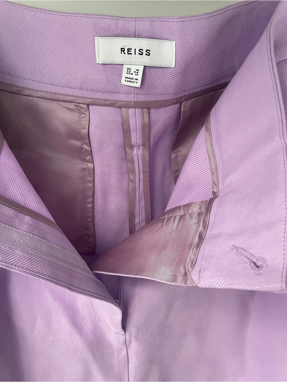 REISS Holly pleat front shorts Linen, Lilac US 8/ UK 12 NEW! - Picture 6 of 7